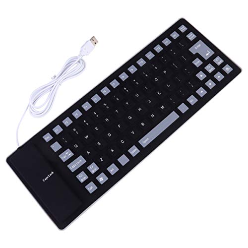 OSALADI Silicone Keyboard Silent Ultra-Thin USB Portable Waterproof 85 Key Keyboard Roll Up Travel Keyboard Laptop Accessories for Tablet Computer(Black)