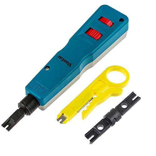 Vastar Network Wire Punch Down Impact Tool with Two Blades - 110 and BK & Network Wire Stripper