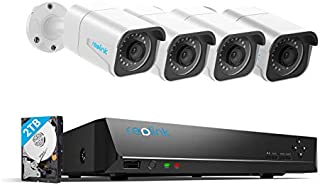 Reolink 4K PoE Security Camera System, 4pcs Wired 8MP Outdoor PoE IP Cameras, H.265 8MP 8-Channel NVR with 2TB HDD Video Surveillance System for 24/7 Recording