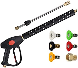 M MINGLE Replacement Pressure Washer Gun with Extension Wand, M22 15mm or M22 14mm Fitting, 5 Nozzle Tips, 40 Inch, 4000 PSI