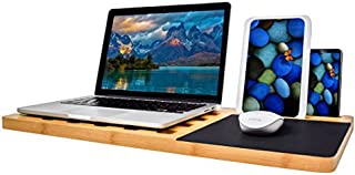 Bookaholic Lap Desk| Enhanced Organic Bamboo Lap Tray with Vent Holes & Built-in Fabric Covered Mouse Pad for 11