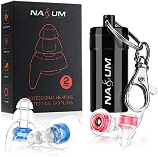 Concert Earplugs NASUM High Fidelity Ear Plugs 2 Pairs of 3-Layer Filter for Noise Reduction Earplugs for Concerts, Musicians, Music Festivals, DJ Events, Percussions, Nightclub