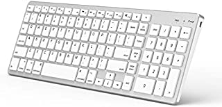 Bluetooth Keyboard for Mac OS, Jelly Comb Ultra Slim Wireless Keyboard for Mac OS/iOS/iPad OS Rechargeable Bluetooth Keyboard MacBook, MacBook Air/Pro iMac, iPhone, iPad Pro- White and Silver