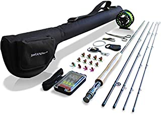 NetAngler Fly Fishing Rod and Reel Combo, Lightweight Portable 4-Piece Fly Fishing Rod, 5wt Aluminum Fly Reel with Pre-Loaded Lines Complete Starter Full Kit