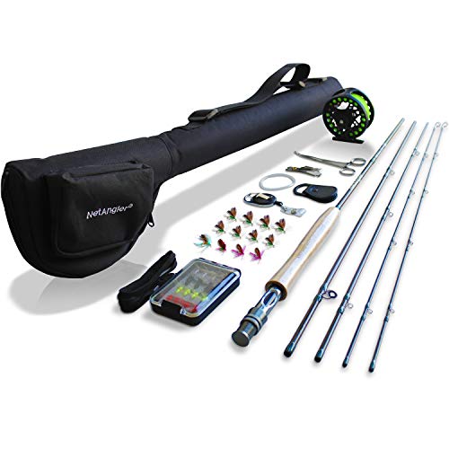 NetAngler Fly Fishing Rod and Reel Combo, Lightweight Portable 4-Piece Fly Fishing Rod, 5wt Aluminum Fly Reel with Pre-Loaded Lines Complete Starter Full Kit