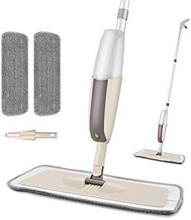 HOMTOYOU Spray Mop for Floor Cleaning, Floor Mop with a Refillable Spray Bottle and 2 Washable Pads, Flat Mop for Home Kitchen Hardwood Laminate Wood Ceramic Tiles Floor Cleaning