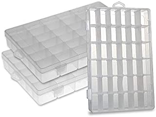 Plastic Jewelry Organizer and Storage Container Tackle Boxes Organizer Tray Bead Boxes with Dividers 36 grids 3 Pack