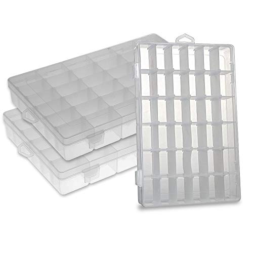 Plastic Jewelry Organizer and Storage Container Tackle Boxes Organizer Tray Bead Boxes with Dividers 36 grids 3 Pack