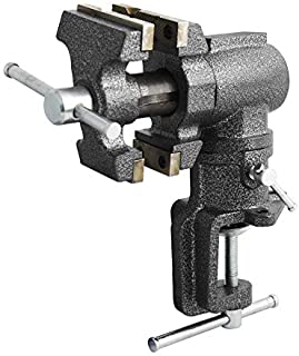 Toolsmith 2-1/2 inch Mini Jaw Portable Clamp-on Table Bench Third Hand Vise Swivels and Rotates 360°, 1-1/2 inch and 2-1/2 inch Jaws, Soft Jaw Covers, Jewelry, Hobby, Crafts, Clamp or Bolt-on - 240006