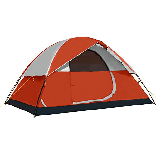 Pacific Pass Camping Tent 4 Person Family Dome Tent with Removable Rain Fly, Easy Set Up for Camp Backpacking Hiking Outdoor, Orange