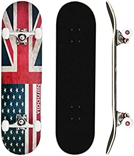 Nattork Skateboards,31''x 8' Complete Skateboard for Beginners 9 Layer Canadian Maple Double Kick Deck Concave Cruiser Trick Skateboards for Kids Boys Girls Youths Adults