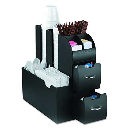 Mind Reader Coffee Upright condiment organizer, 6 x 12 x 12, Black