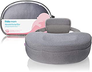 Frida Mom Adjustable Nursing Pillow - Customizable Breastfeeding Pillow for Mom + Baby Comfort with Back Support, Adjustable Wrap Around Waist Strap, Pockets for Heat Relief