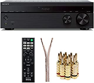 Sony STRDH190 2-ch Stereo Receiver with Phono Inputs & Bluetooth with 100ft of Speaker Wire and 5 Pairs of Banana Plugs