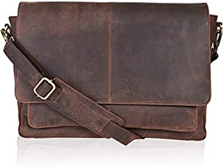 Leather Briefcase For Men Adjustable Satchel Crossbody Messenger Organizer Bag