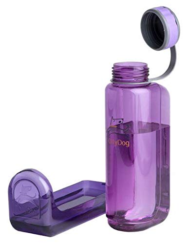 OllyDog OllyBottle, Lightweight Travel-Friendly, Leak Proof Portable Dog Water Dispenser Bottle for Big Hikes or Long Trips Travel Outdoor with Pet, Non-Toxic, BPA Free, 1 L, Plum