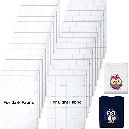 30 Pieces Printable Heat Transfer Paper Heat Fabric Transfer Paper for Dark and Light Fabrics, Inkjet Printer Iron on HTV, Make Your Own T-Shirt, A4 Size