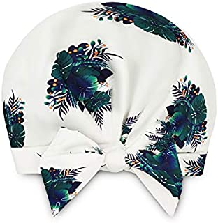 Shower Cap for Women,Reusable Waterproof Shower Caps with Adjustable Shape Forehead Knot Strap,Elasticized Hem Shower Hair Cap,Oversized for All Hair Lengths(Botanical Leaves Pattern Printed)