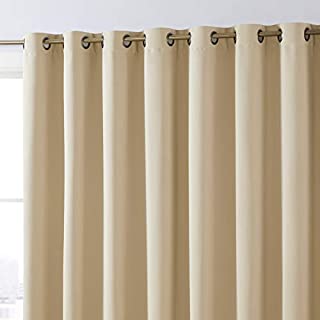 HLC.ME Dakota 100% Complete Full Blackout Thermal Insulated Window Curtain Grommet Panel for Sliding Glass Patio Doors - Energy Efficient, Complete Darkness, Noise Reducing (100 W x 84 L, Taupe)