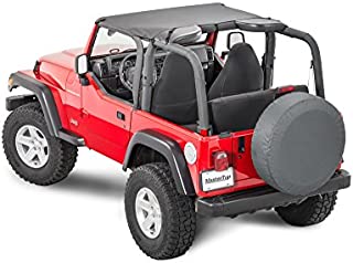 MasterTop Bimini Top in Black Diamond Sail Cloth Fits or is compatible with 1997-2006 Jeep TJ Wrangler and 2004-2006 Wrangler Unlimited Requires Windshield Header for Install 14104235