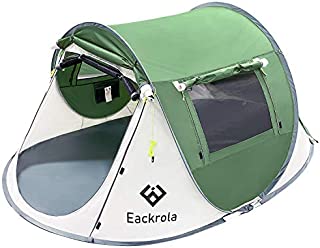 Eackrola 2-Person-Tent, Instant Pop up Tent for Camping, Easy Setup Beach Tent Sun Shelter - Ventilated Mesh Windows, Water Resistant, Carry Bag Included (Green)