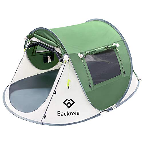 Eackrola 2-Person-Tent, Instant Pop up Tent for Camping, Easy Setup Beach Tent Sun Shelter - Ventilated Mesh Windows, Water Resistant, Carry Bag Included (Green)