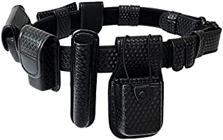 YunShao 8-in-1 Duty Utility Belt Rig, Police Duty Belt kit with Pouches - Handcuff Case, Radio Pouch, Glove Pouch, Light Holder, Baton Holder, MK3 Holder, Belt Keeper, Basketweave (Large)