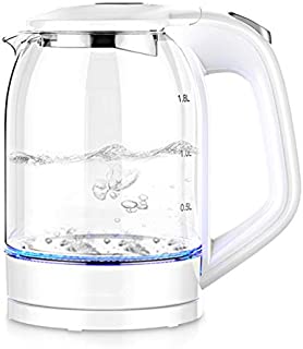 XWY Fast boll kettle, 220V Electric Kettle Household Office Hostel Electric Water Boiler 1500w 1.8L Glass Blue Light Teapot