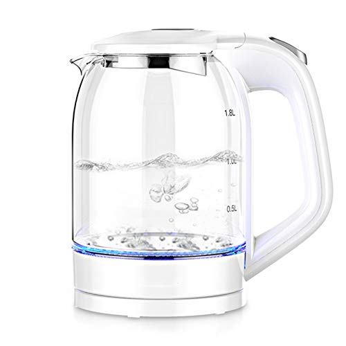 XWY Fast boll kettle, 220V Electric Kettle Household Office Hostel Electric Water Boiler 1500w 1.8L Glass Blue Light Teapot