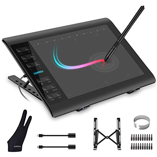 XOPPOX Graphics Drawing Tablet 10 x 6 Inch Large Active Area with 8192 Levels Battery-Free Pen and 12 Hot Keys, Compatible with PC/Mac/Android OS for Painting, Design & Online Teaching