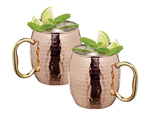 Moscow Mule Hammered Copper Mugs for Cocktails and Ice Cold Beverages - 20 oz - Set of 2