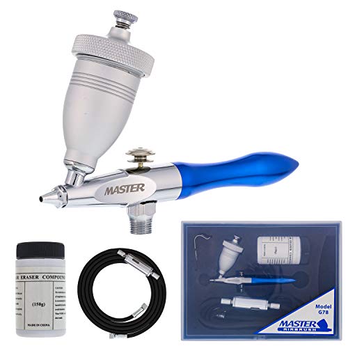 Master Airbrush Gravity Feed Air Abrasive Eraser and Etching Airbrush Kit - Mini Sandblaster Etcher Gun with 1/2 oz. Cup, 0.5 mm Tip, Hose - Etch Glass Designs, Strip Paint, Remove Rust, Weathering