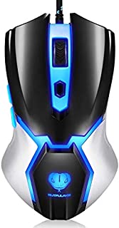 Gaming Mouse,USB Wired PC Gaming Mice, 3200 DPI with 4 Adjustable Levels, Comfortable Ergonomic Grip Design with Blue LED, 6 Programmable Buttons for PC,Notebook, MacBook ,Windows ,Vista Linux - Blue