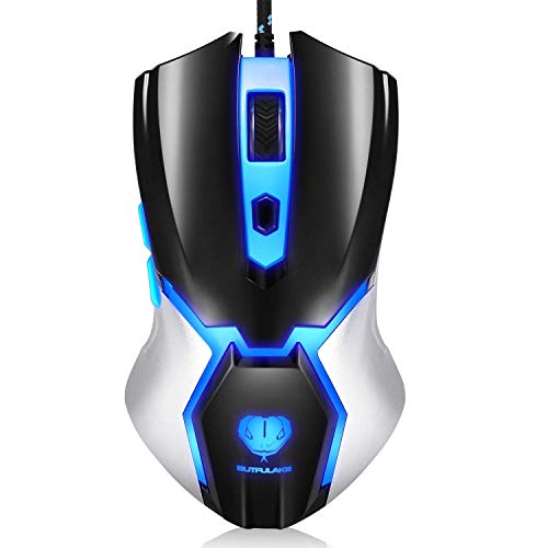 Gaming Mouse,USB Wired PC Gaming Mice, 3200 DPI with 4 Adjustable Levels, Comfortable Ergonomic Grip Design with Blue LED, 6 Programmable Buttons for PC,Notebook, MacBook ,Windows ,Vista Linux - Blue