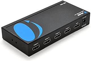 4K 1x4 HDMI Splitter by OREI - 1 Port to 4 HDMI Display Duplicate/Mirror - Powered Splitter Ver 1.4 Certified for Full HD 1080P High Resolution & 3D Support (One Input To Four Outputs) - HD-104 Black