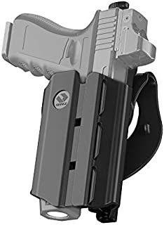 Orpaz Glock 17 Holster with Light, Glock 17 Light Bearing Holster with Paddle Attachment Compatible with Glock 17 Lights/Lasers/Sights/Optics