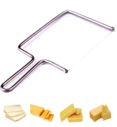 Cheese Slicer, Cheese Lyre Stainless Steel Cheese Wire Cutter - Cheese Knives Egg, Fruit, Dessert Slicer With Wire - Handheld Butter Cutter Tools for Soft Hard Block, With 2 Extra Wire