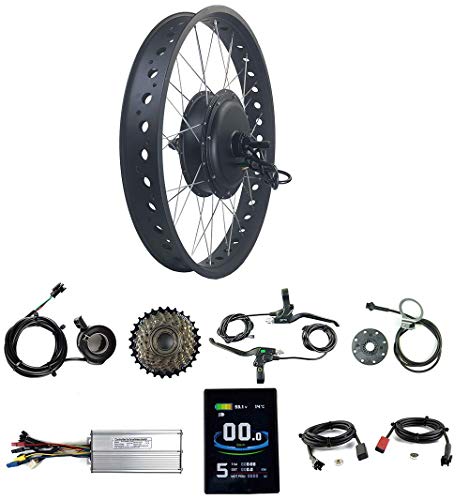 RICETOO Electric Bicycle 48V 1500W BLDC Fat Tire Snow Ebike Conversion Kits with Rear Rotate Hub Motor Wheel LCD8S Color Display. (48V 26 inch)