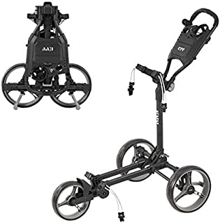 KVV 3 Wheel Compact Flat Folding Design Golf Push Cart with Lightweight and Sturdy Aluminum Frame