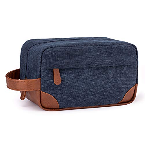 Vorspack Toiletry Bag Hanging Dopp Kit for Men Water Resistant Canvas Shaving Bag with Large Capacity for Travel - Navy Blue