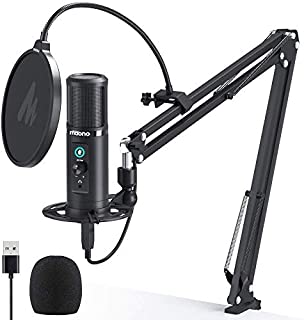 USB Microphone Zero Latency Monitoring MAONO AU-PM422 192KHZ/24BIT Professional Cardioid Condenser Mic with Touch Mute Button and Mic Gain Knob for Recording, Podcasting, Gaming, YouTube