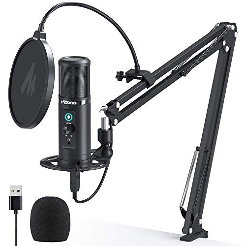 USB Microphone Zero Latency Monitoring MAONO AU-PM422 192KHZ/24BIT Professional Cardioid Condenser Mic with Touch Mute Button and Mic Gain Knob for Recording, Podcasting, Gaming, YouTube