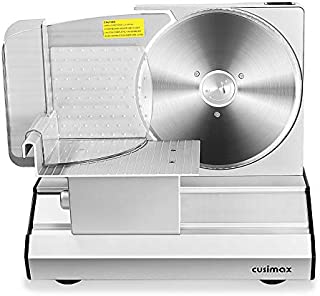 CUSIMAX Meat Slicer, Electric Deli Food Slicer with 2 Removable 8.7 Stainless Steel Blade, Adjustable Thickness, Food Carriage and Pusher, Non-Slip Feet, Powerful 200W Cutter for Meat, Bread, Cheese