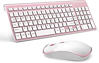 Wireless Keyboard Mouse, JOYACCESS 2.4G Compact and Full Size Keyboard and Mouse for PC, Laptop,Tablet,Computer Windows-Rose Gold