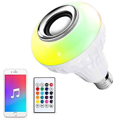 Ustellar LED Wireless Light Bulb Speaker, RGB Smart Music Bulb, E26 Base Color Changing with Remote Control for Party, Home, Halloween Christmas Decorations