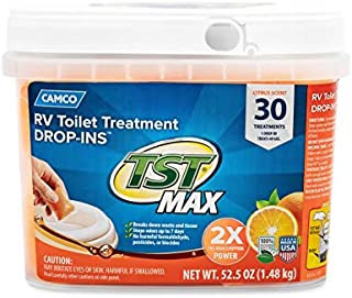 Camco TST Ultra-Concentrated Orange Citrus Scent RV Toilet Treatment Drop-Ins, Formaldehyde Free, Breaks Down Waste And Tissue, Septic Tank Safe, 30-Pack (41183)