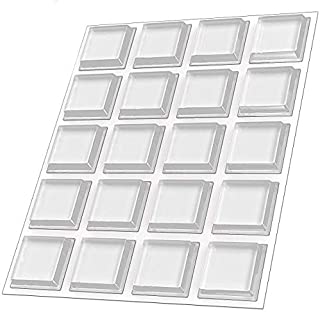 Clear Rubber Bumpers Large - Rubber Feet for Cutting Boards - Glass Table Top Bumpers, Picture Frame Spacers, Self Adhesive Furniture Pads - 1 Inch Square Self Stick Pads - 20 PCs