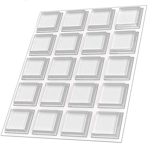 Clear Rubber Bumpers Large - Rubber Feet for Cutting Boards - Glass Table Top Bumpers, Picture Frame Spacers, Self Adhesive Furniture Pads - 1 Inch Square Self Stick Pads - 20 PCs