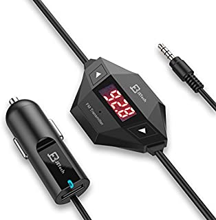 JETech Wireless FM Transmitter Radio Car Kit for Smart Phones Bundle with 3.5mm Audio Plug and Car Charger (Black)