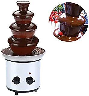 XuanYue 180W 4 Tiers Stainless Steel Chocolate Fondue Fountain, 3.96-Pound Capacity, Easy to Assemble, Perfect For Nacho Cheese, BBQ Sauce, Ranch, Liqueurs and Wedding Party